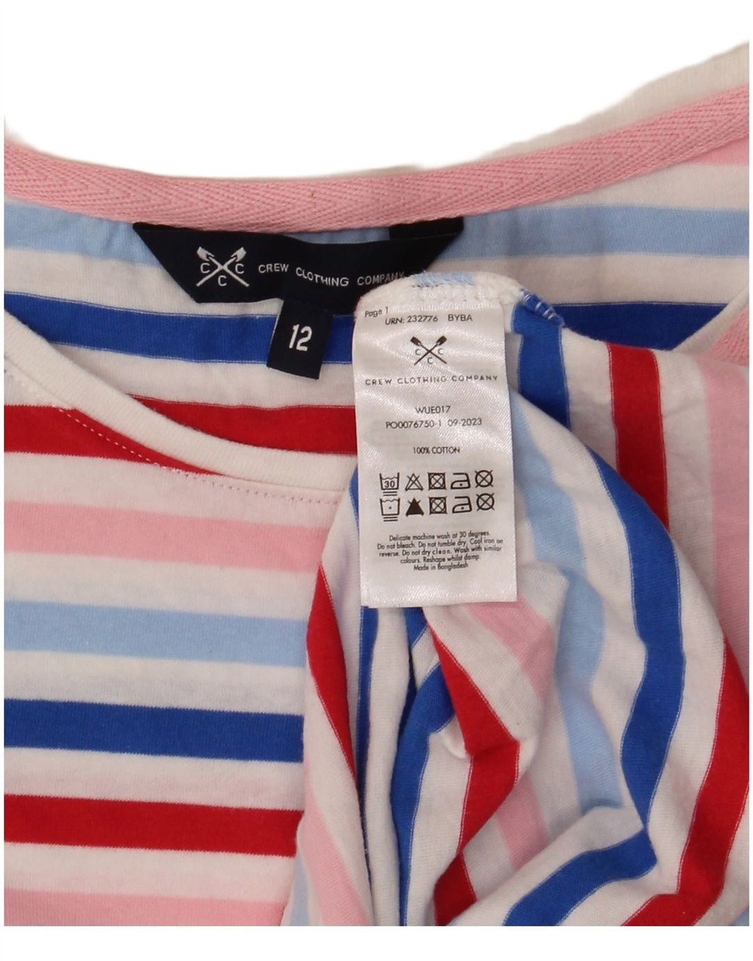 Crew Clothing Γυναικείο T-Shirt Top UK 12 μεσαία πολύχρωμα βαμβακερά ριγέ