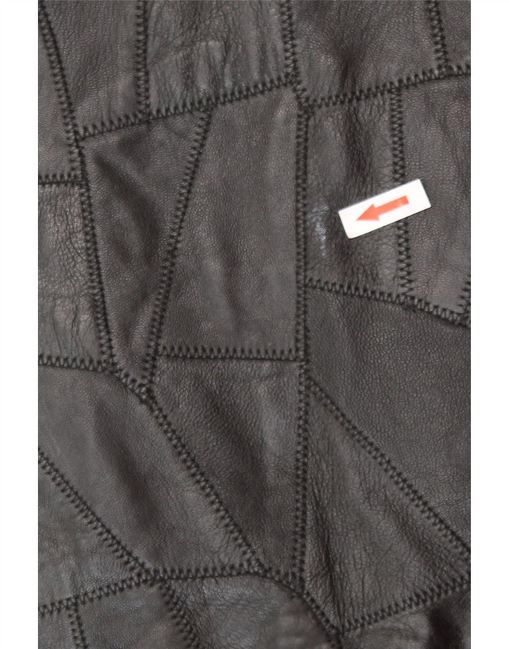 Vintage Γυναικείο Δερμάτινο Γιλέκο 2XL Μαύρο Patchwork Biker