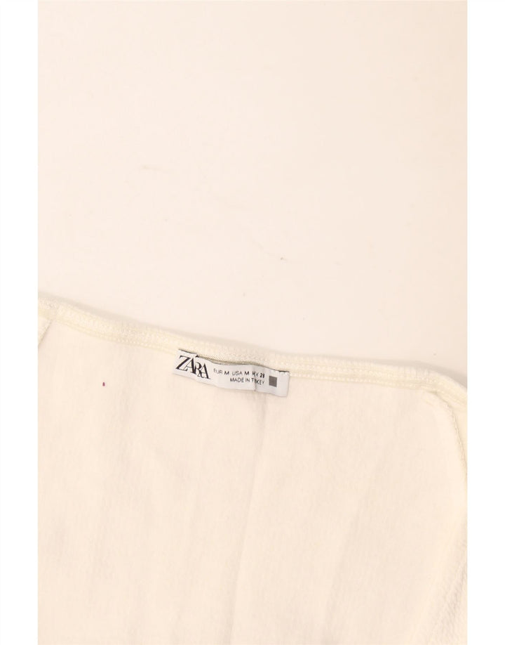 Zara Γυναικεία Μπλούζα Crop Top UK 12 Medium White