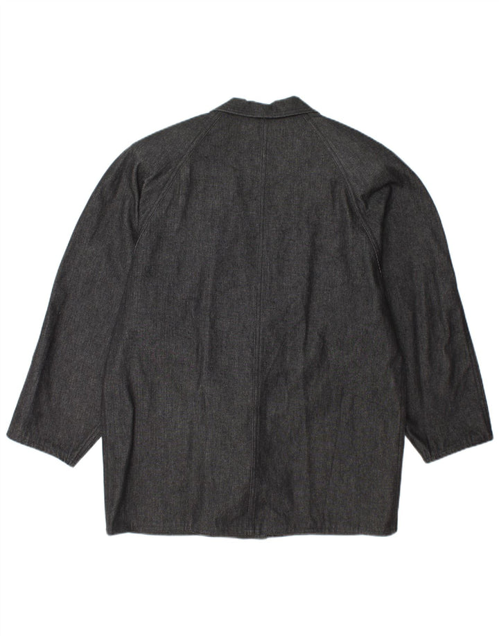 VINTAGE Γυναικείο Τζιν Μπουφάν 1 Κουμπί Blazer UK 14 Large Grey