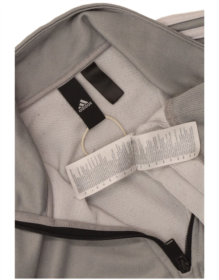 Ανδρικό φούτερ Adidas με φερμουάρ και φερμουάρ από μικρό γκρι πολυεστέρα