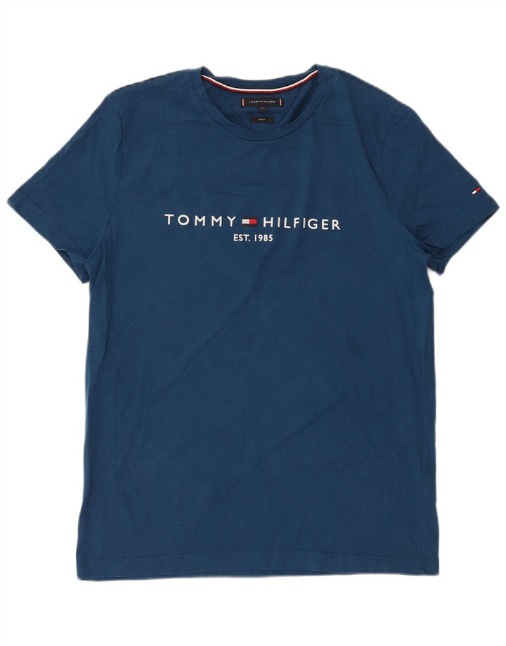 TOMMY HILFIGER Ανδρικό γραφικό μπλουζάκι με λεπτή εφαρμογή XL Μπλε βαμβακερό