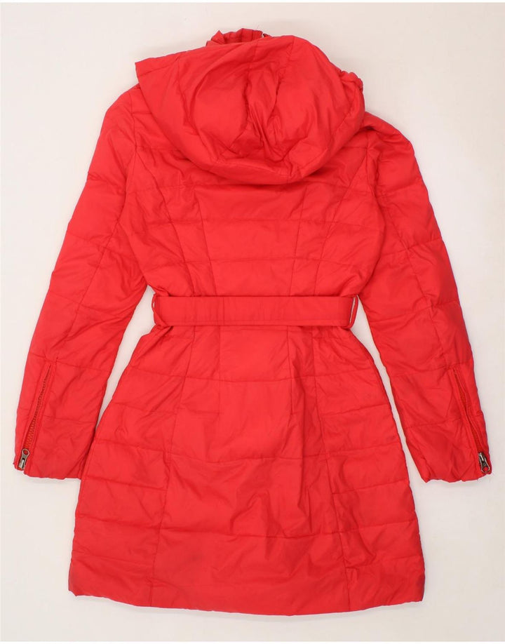 BENETTON Womens Hooded Padded Coat IT 40 Small Pink Nylon Vintage Benetton and Second-Hand Benetton from Messina Hembry 