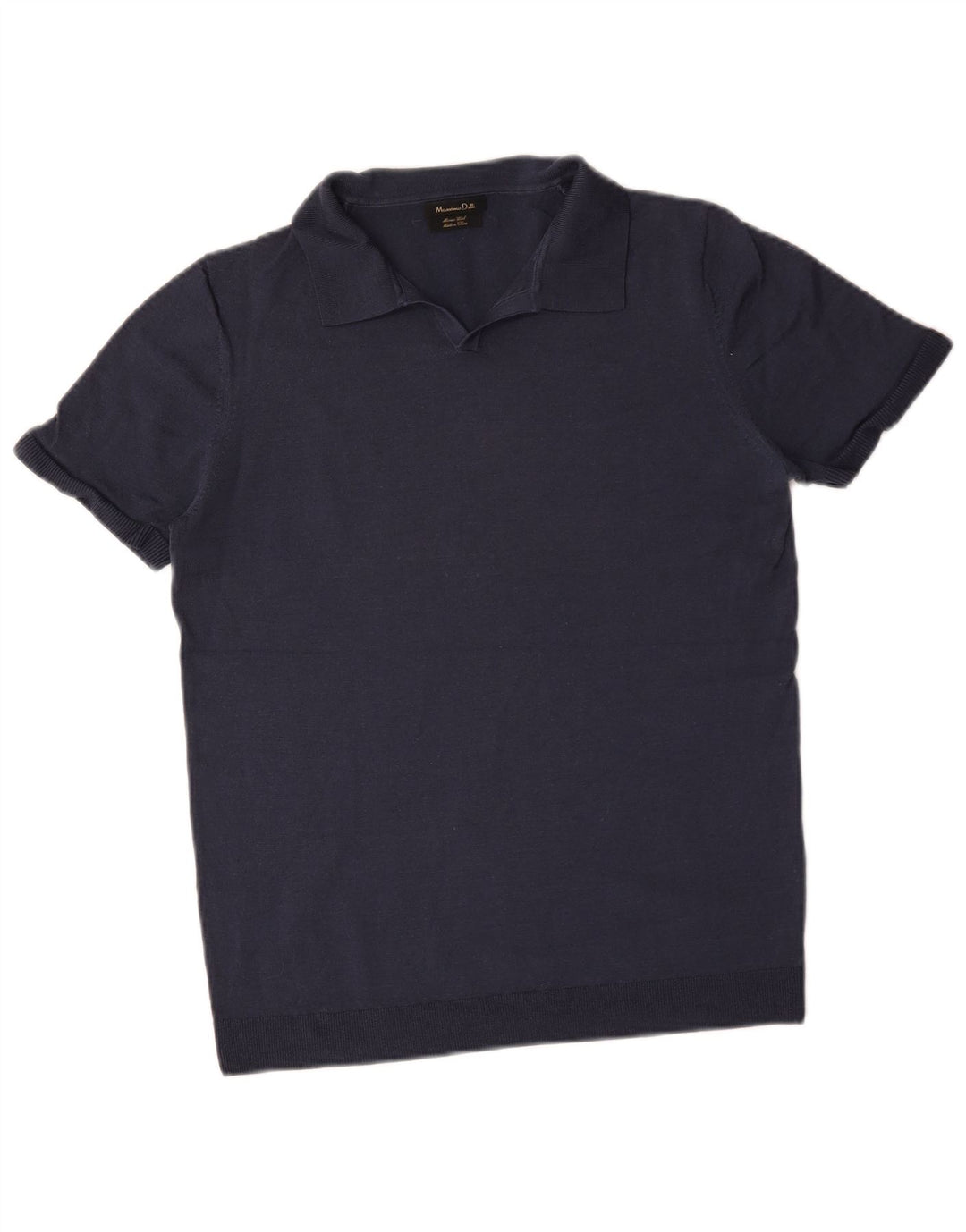 Ανδρικό πουλόβερ Massimo Dutti με κοντό μανίκι πόλο με λαιμόκοψη μεσαίο μπλε ναυτικό