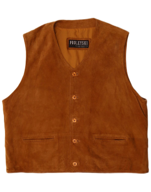 Podleyski Ανδρικό Suede Gilet IT 56 3XL Καφέ Δερμάτινο