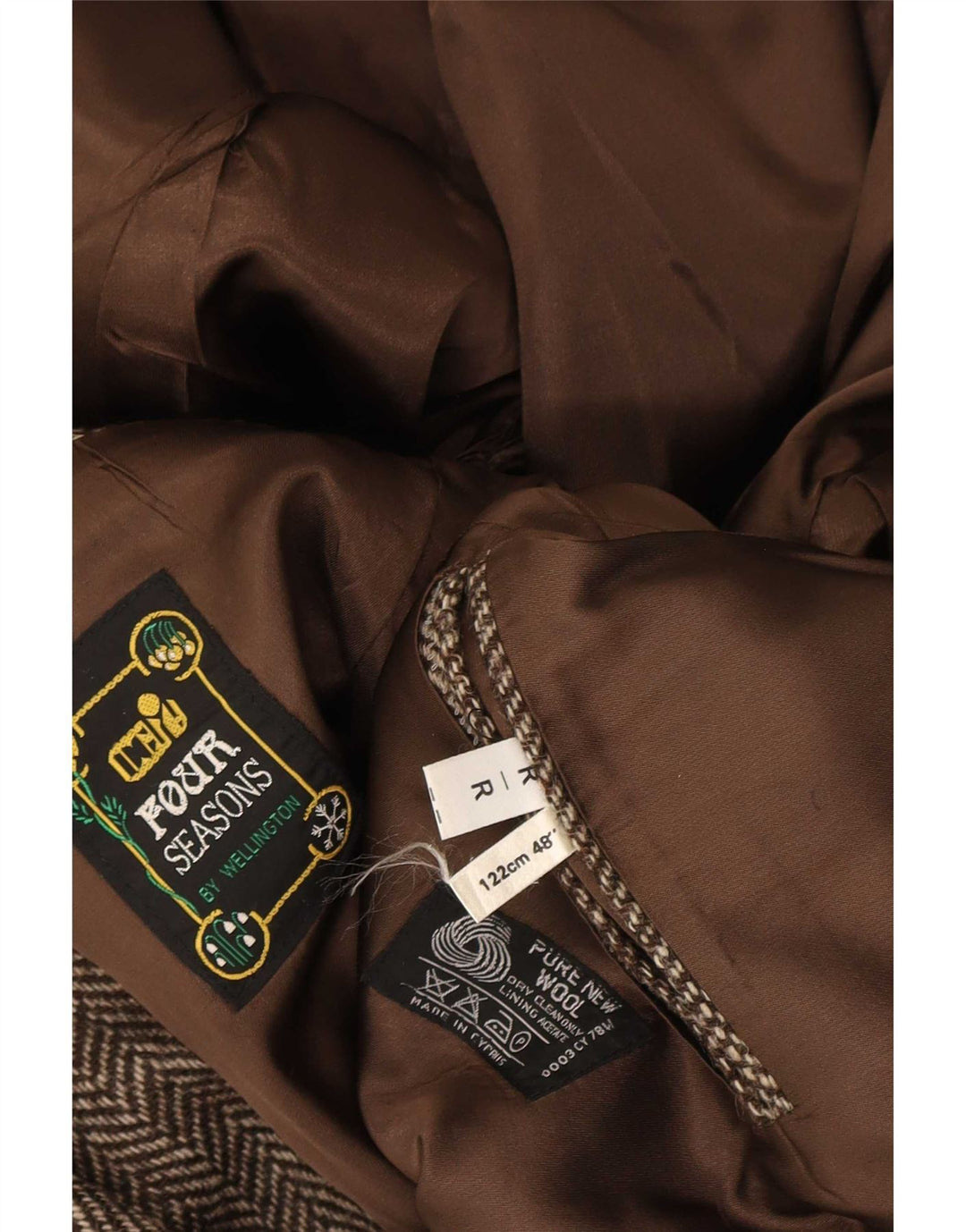 Four Seasons Ανδρικό μπουφάν blazer UK 48 4XL Καφέ μαλλί ψαροκόκαλο