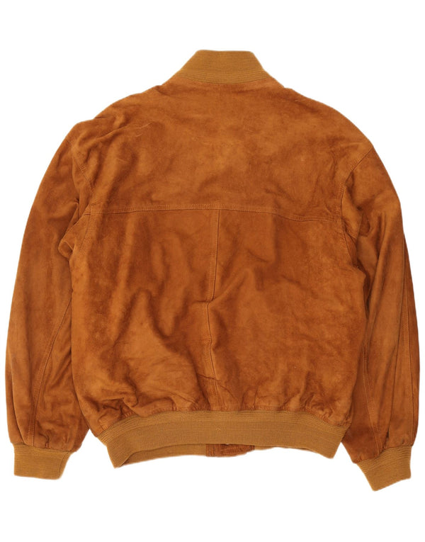 Vintage Ανδρικό Suede Bomber Jacket IT 48 Medium Beige