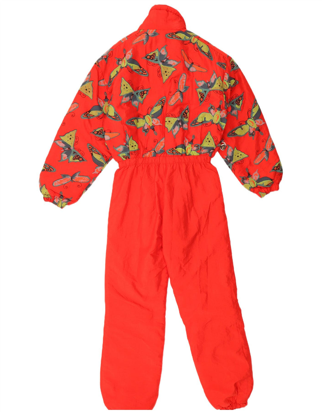 Vintage γυναικεία φόρμα σκι με αφηρημένο σχέδιο UK 14 Medium Red Butterfly