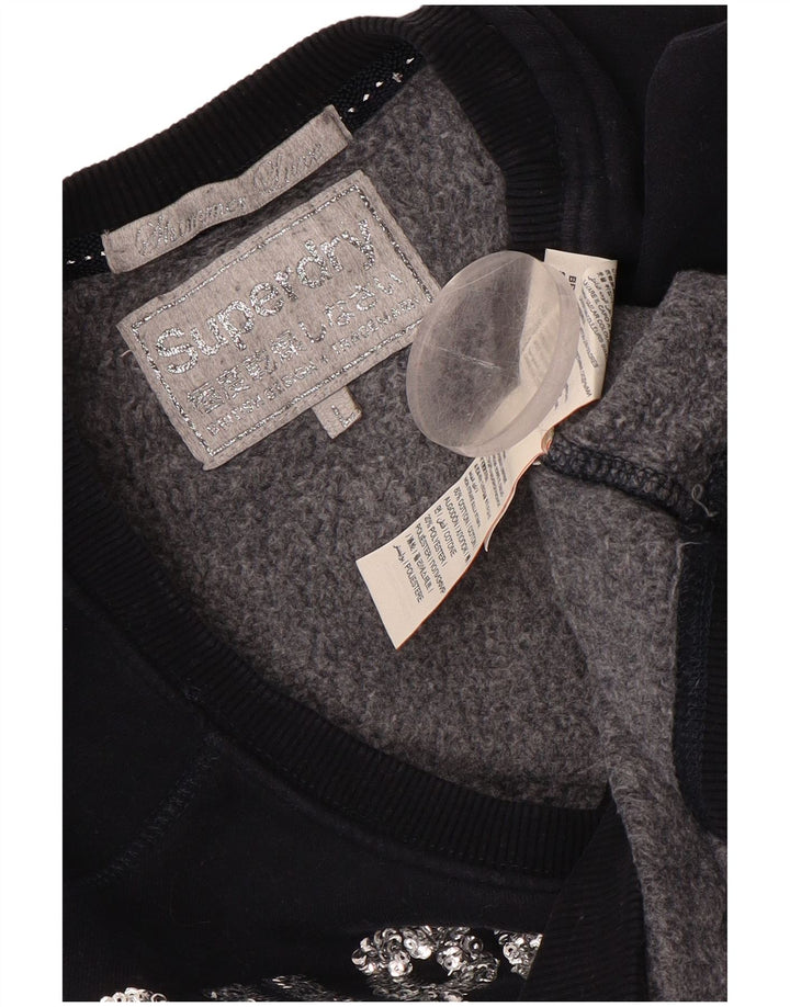 Γυναικείο φούτερ στίβου SUPERDRY Crop Jumper UK 16 Large Navy Blue