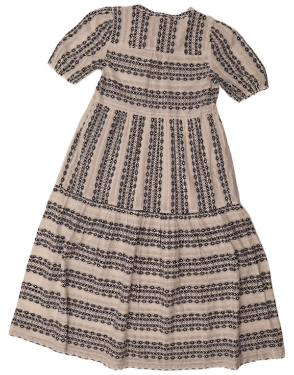 Marks & Spencer Γυναικείο Maxi Φόρεμα UK 10 Small White Geometric Cotton