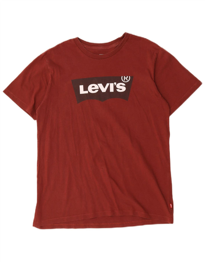 Ανδρικό γραφικό T-Shirt Levi's Top από μεσαίο μπορντό βαμβάκι