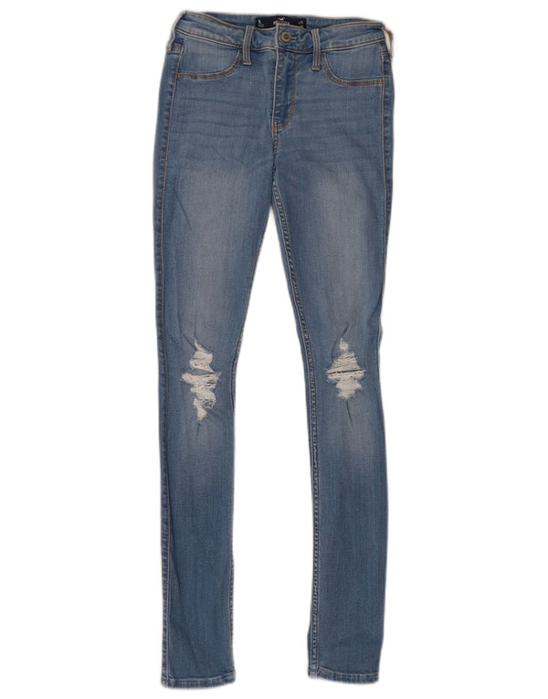 Hollister γυναικείο κολάν ψηλόμεσο ταλαιπωρημένο στενό τζιν W25 L30 μπλε