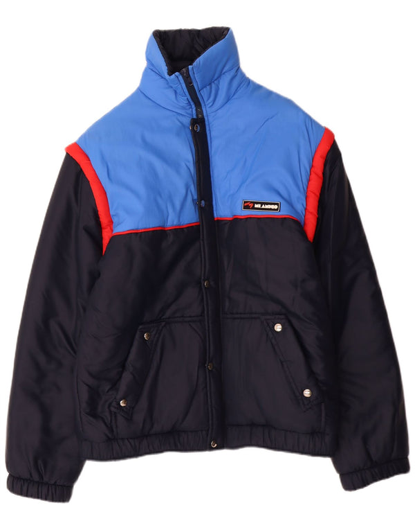 Vintage Ανδρικό μπουφάν με επένδυση IT 44 XS Navy Blue Colorblock Ακρυλικό