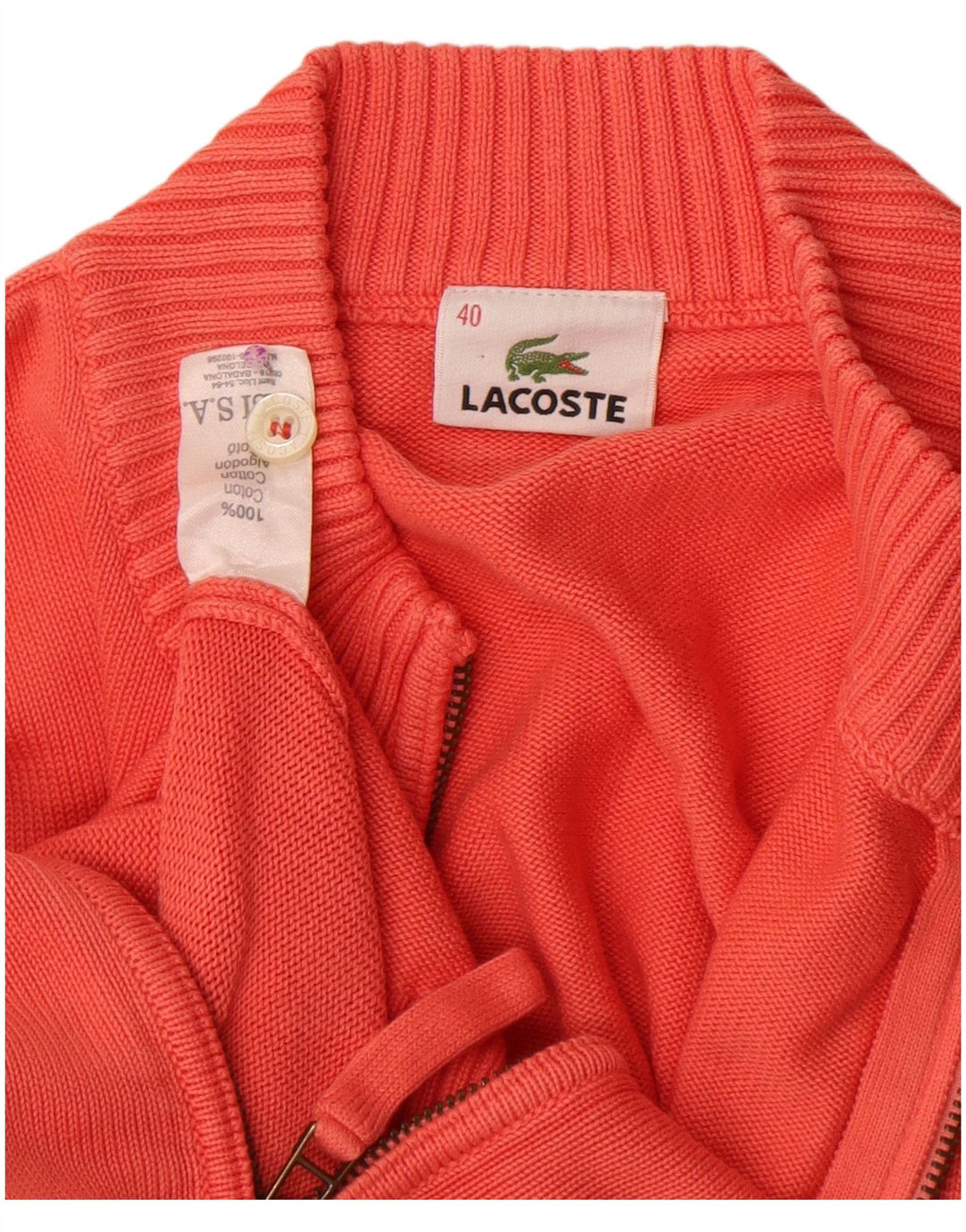 Γυναικείο πουλόβερ ζακέτα Lacoste Μέγεθος 40 Βαμβακερό μεσαίο πορτοκαλί
