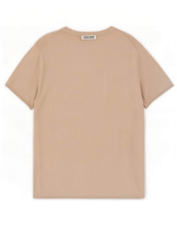 Zara Γυναικείο T-Shirt Top UK 14 Large Beige βαμβακερό