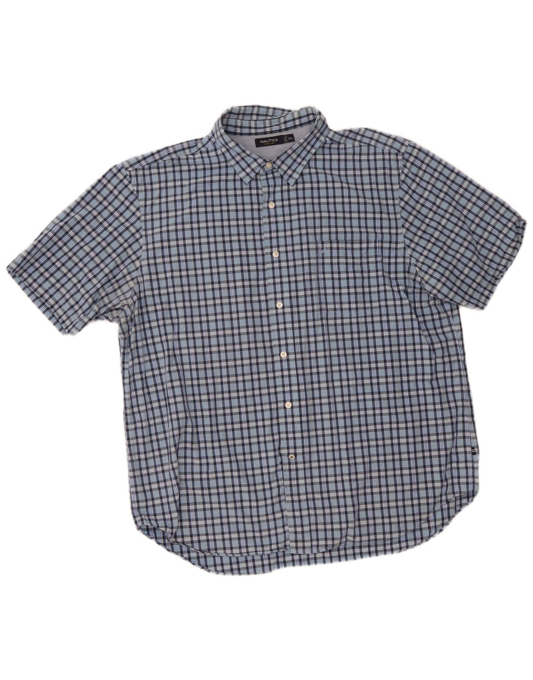 Ανδρικό κοντομάνικο πουκάμισο Nautica 2XL Blue Check Cotton