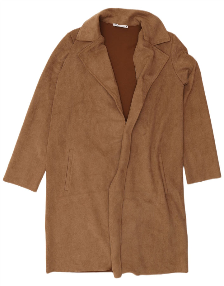 Zara Γυναικείο Ανοιχτό Πανωφόρι UK 10 Small Brown Polyester