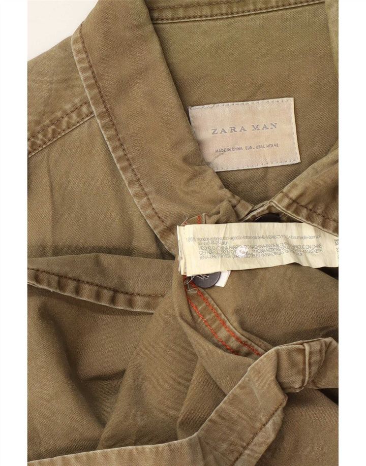 Zara Ανδρικό Μπλουζάκι Στρατιωτικό Μεγάλο Χακί Βαμβακερό