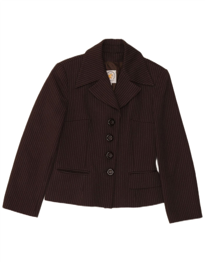 I Gabbiani Γυναικείο Μπουφάν με 4 κουμπιά Blazer IT 44 Μεσαίου καφέ ρίγες