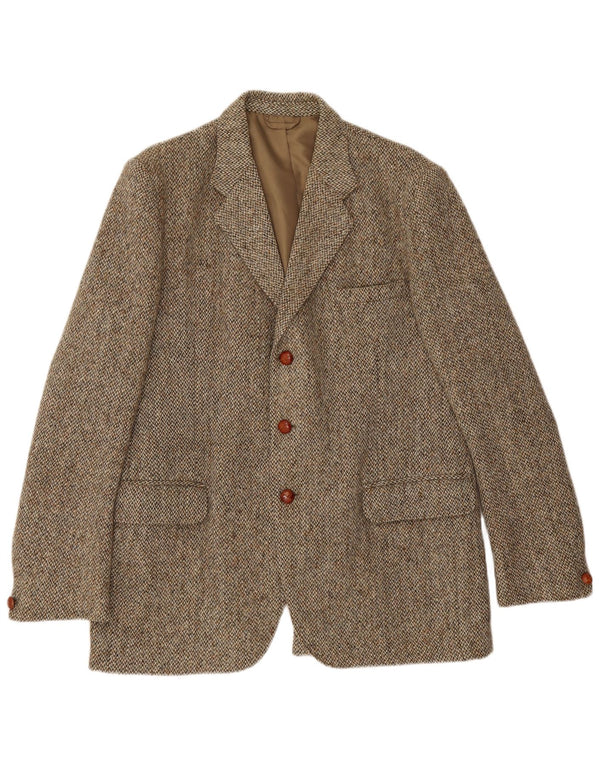 Harris Tweed Ανδρικό σακάκι σακάκι με 3 κουμπιά UK 38 Μεσαίο πράσινο ψαροκόκκαλο