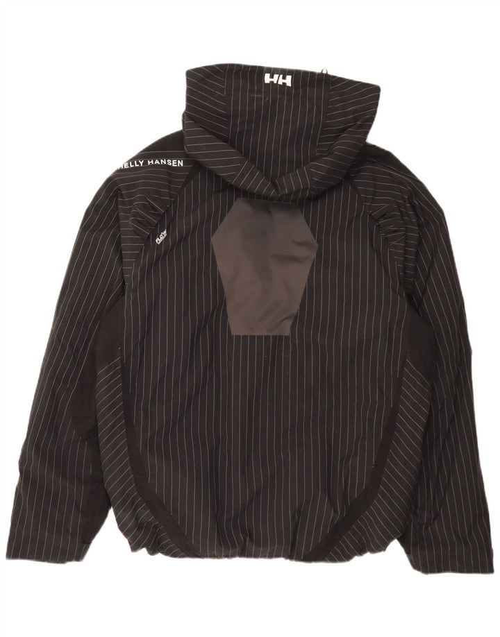 Ανδρικό μπουφάν βροχής με κουκούλα Helly Hansen 38 μεσαίο μαύρο ριγέ