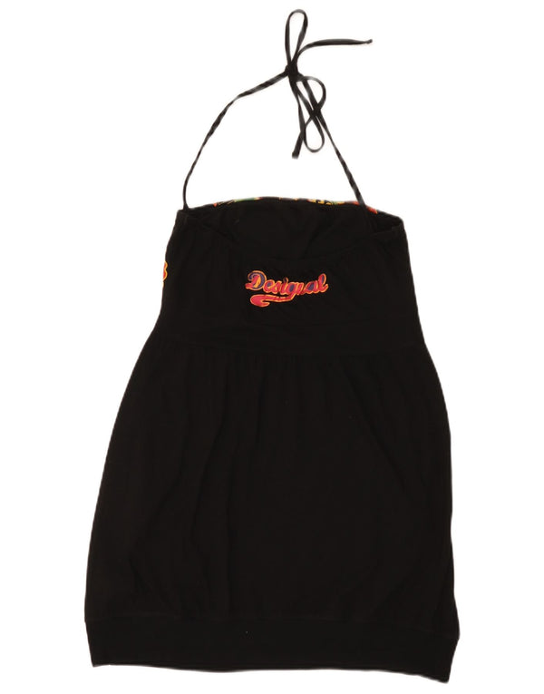 Desigual Γυναικείο Graphic Halter Top UK 12 Μεσαίο μαύρο φλοράλ βαμβακερό