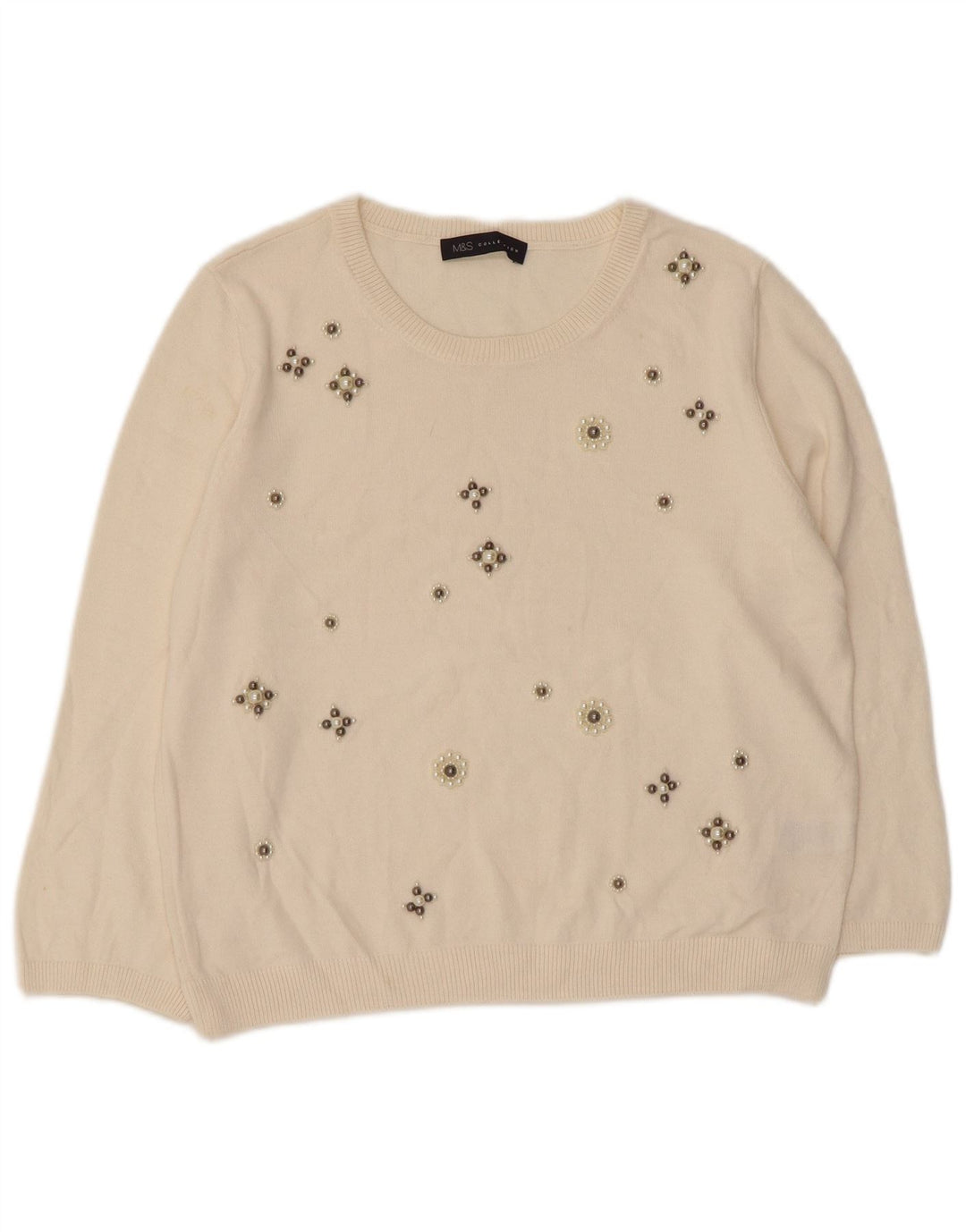 MARKS & SPENCER Γυναικείο πουλόβερ με λαιμόκαυστο UK 14 Large Off White