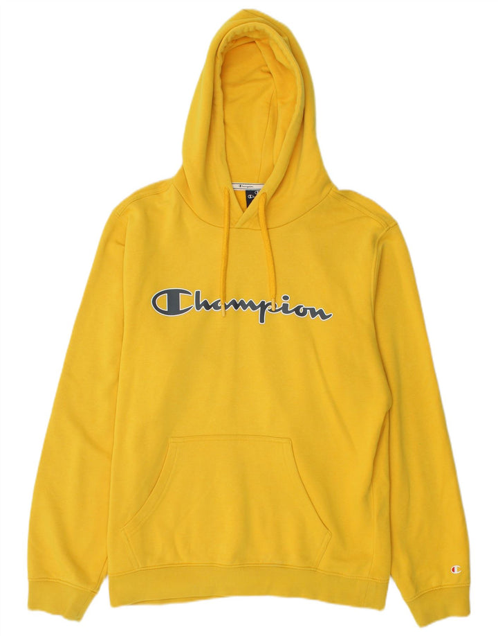 Ανδρικό Champion Graphic Hoodie Jumper από μεσαίο κίτρινο βαμβάκι