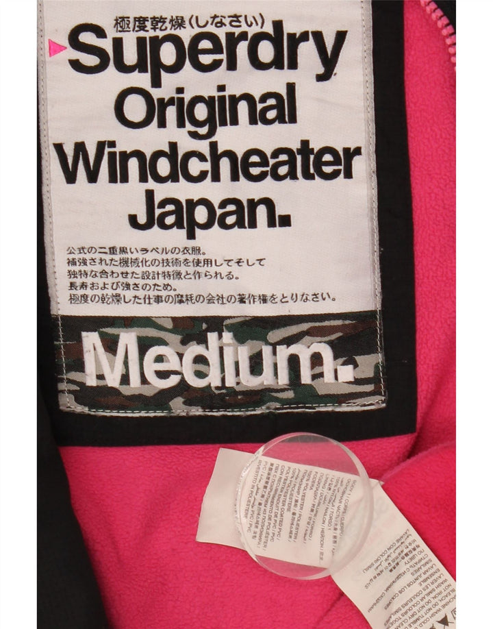 Superdry Γυναικείο Windcheater Graphic Windbreaker Jacket UK 14 Medium Black