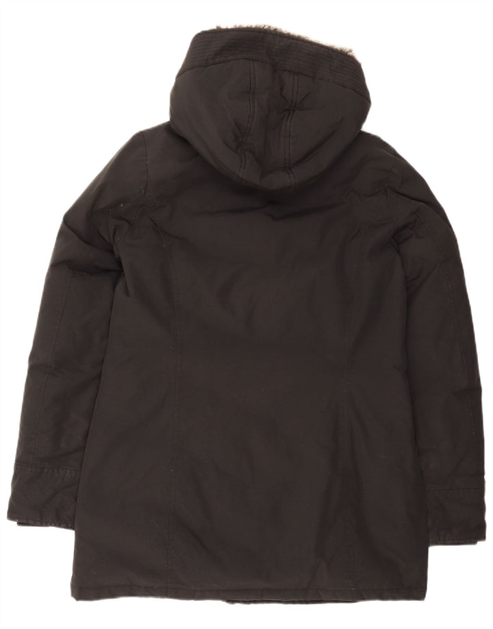 Woolrich Γυναικείο μπουφάν με κουκούλα UK 14 μεσαίο μαύρο βαμβακερό