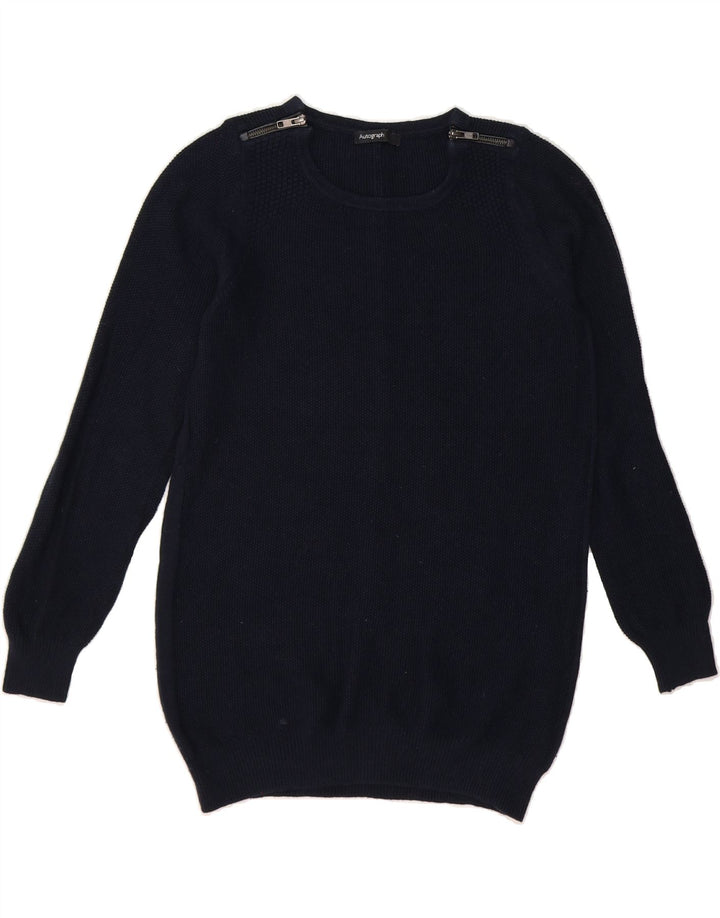 MARKS & SPENCER Womens Crew Neck Jumper Sweater UK 12 Medium Navy Blue Vintage Marks & Spencer and Second-Hand Marks & Spencer from Messina Hembry 