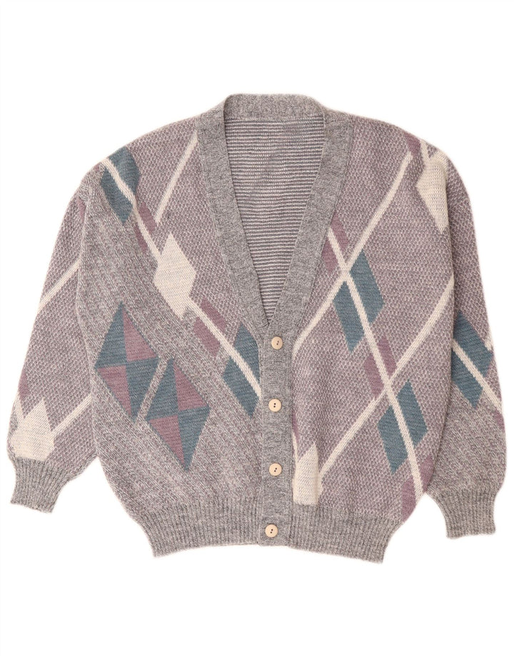 Vintage Ανδρική Ζακέτα πουλόβερ Large Grey Argyle/Diamond