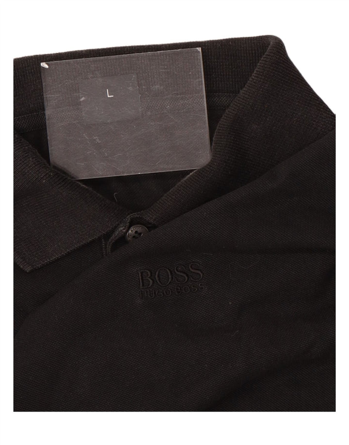 Ανδρικό μπλουζάκι πόλο Hugo Boss, μεγάλο μαύρο βαμβακερό