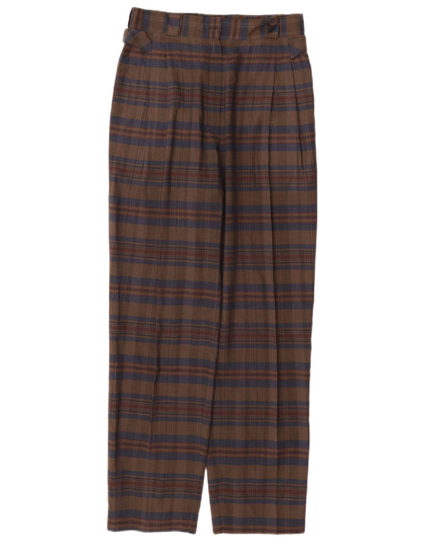 VINTAGE Γυναικείο ψηλόμεσο παντελόνι Chino IT 44 Medium W26 L29 Καφέ Check