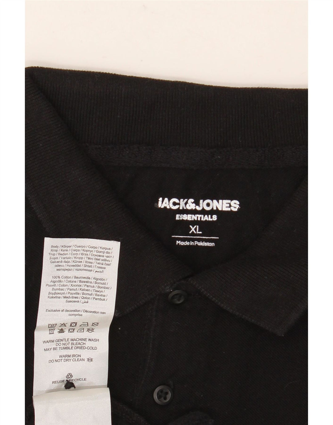 Ανδρικό μπλουζάκι πόλο JACK & JONES XL Μαύρο βαμβακερό
