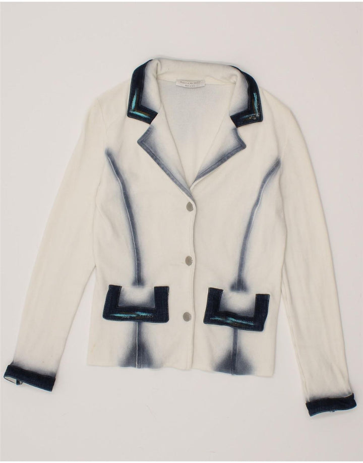 MARISA MONTI Womens 3 Button Blazer Jacket IT 46 Large White Viscose Vintage Marisa Monti and Second-Hand Marisa Monti from Messina Hembry 