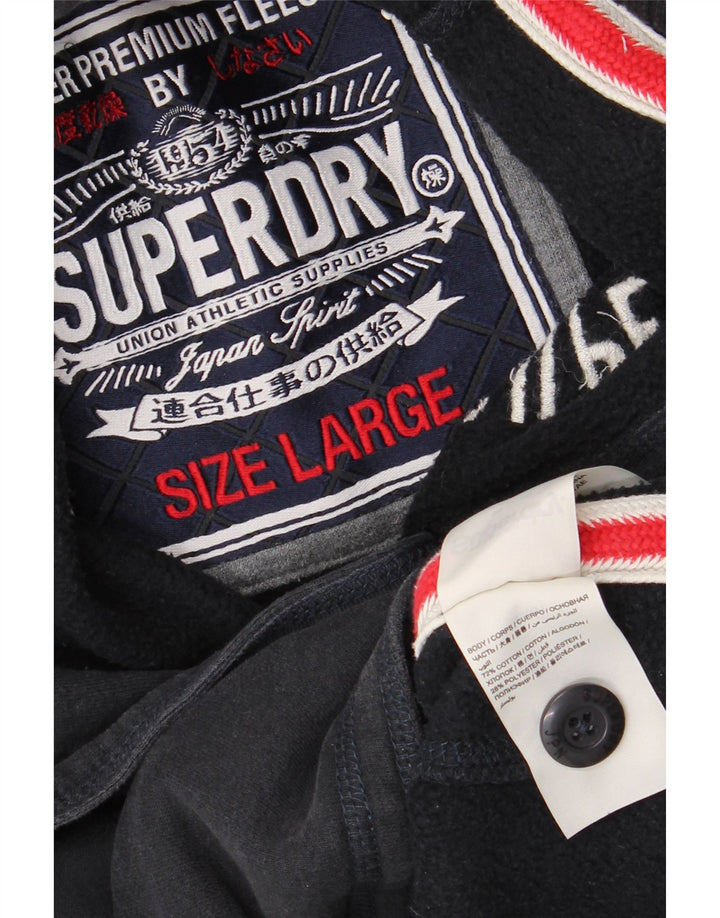 Ανδρικό φούτερ με γραφικό λαιμό με κουμπιά Superdry, Μπλε, Βαμβακερό