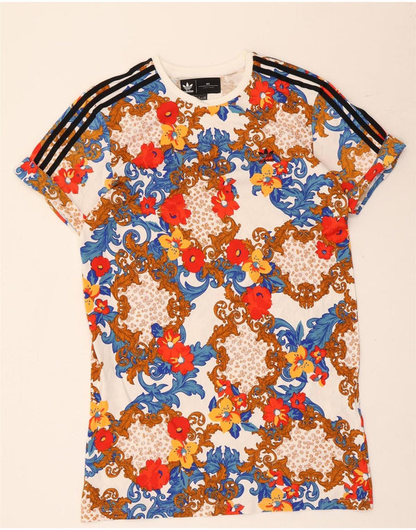Adidas Womens Her Graphic T-Shirt φόρεμα UK 14 Medium πολύχρωμο Floral