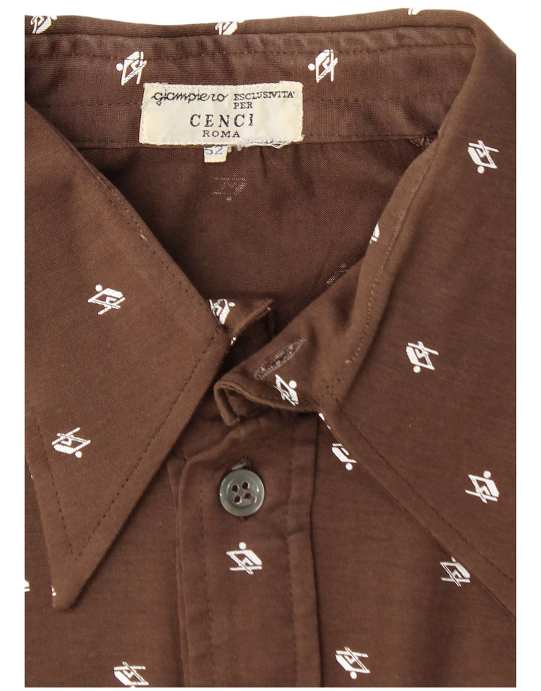 VINTAGE Γυναικείο κοντομάνικο πουλόβερ πουκάμισο IT 52 2XL καφέ γεωμετρικό