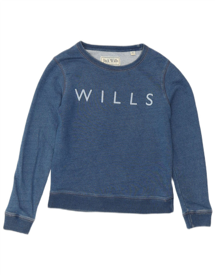 Γυναικείο γραφικό φούτερ JACK WILLS Jumper UK 6 XS Μπλε βαμβακερό
