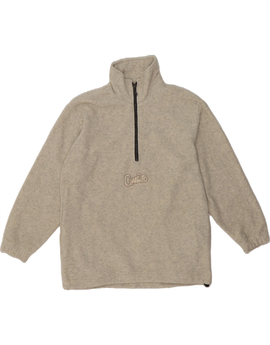 VINTAGE Mens Zip Neck Fleece Jumper Small Beige Polyester Vintage Vintage and Second-Hand Vintage from Messina Hembry 