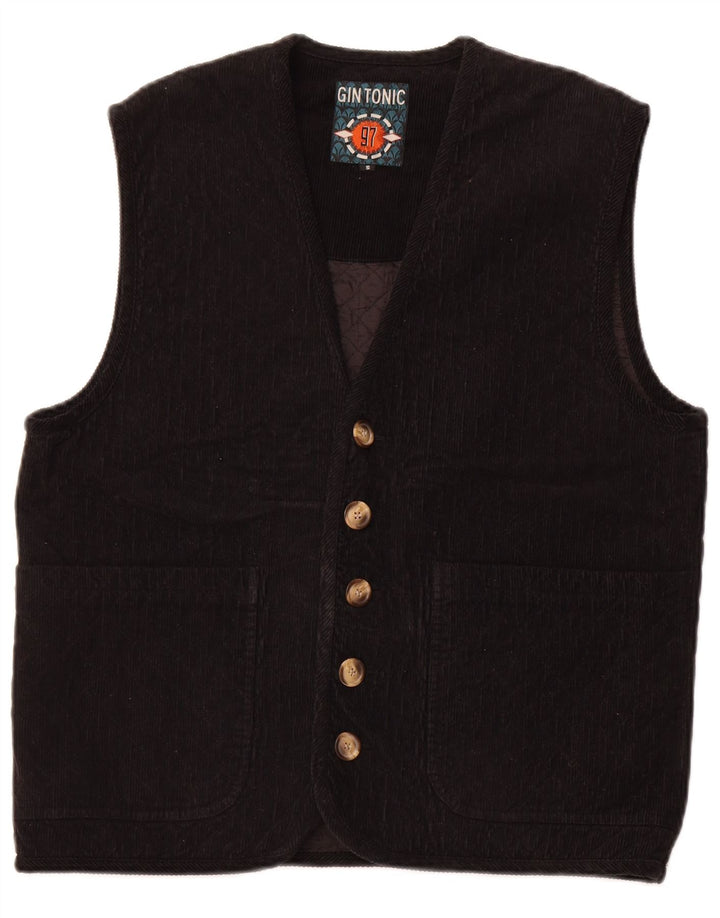 GIN TONIC Ανδρικό καπιτονέ κοτλέ Gilet UK 36 Small Black Cotton