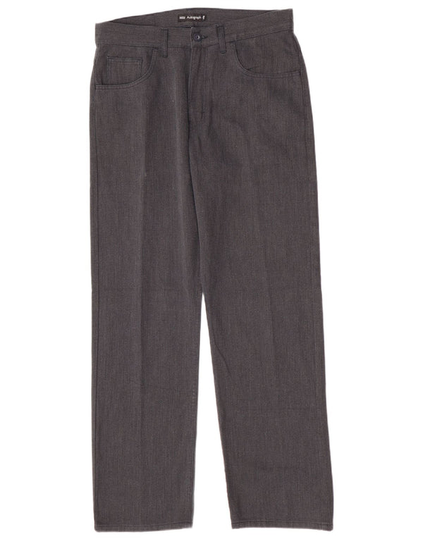 Marks & Spencer Mens Autograph Straight Casual Παντελόνι W34 L31 Γκρι βαμβακερό
