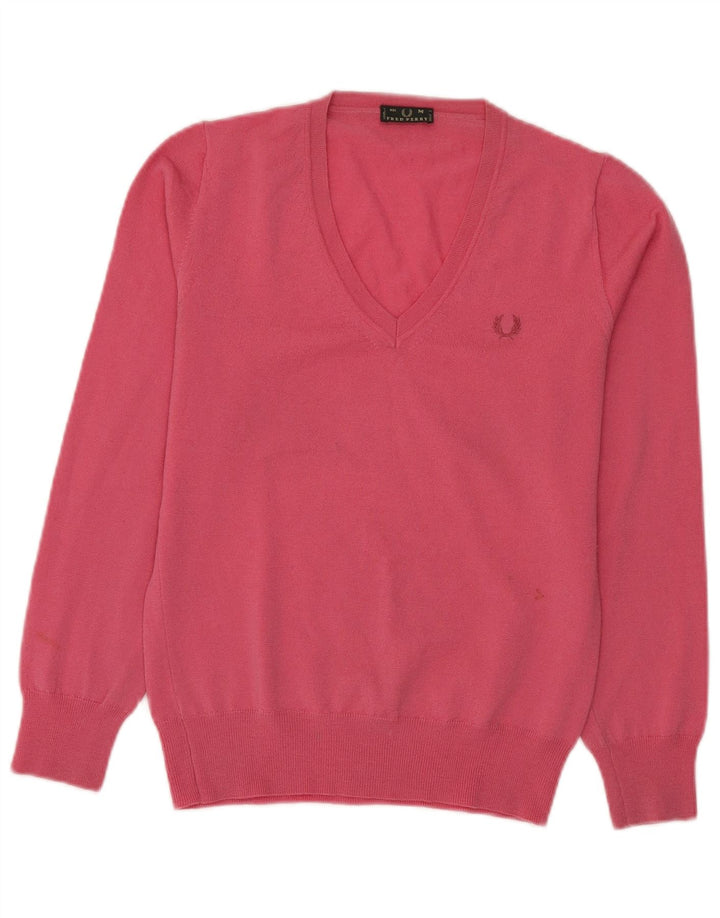 Fred Perry Γυναικείο πουλόβερ με V λαιμόκοψη UK 12 Medium Pink