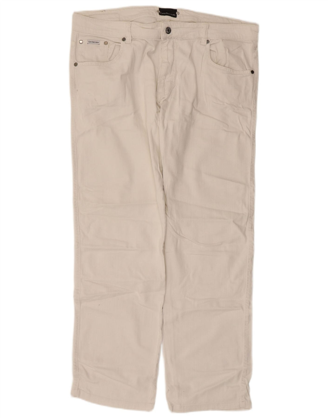 Ανδρικό τζιν ίσιο Calvin Klein W38 L30 Λευκό βαμβακερό