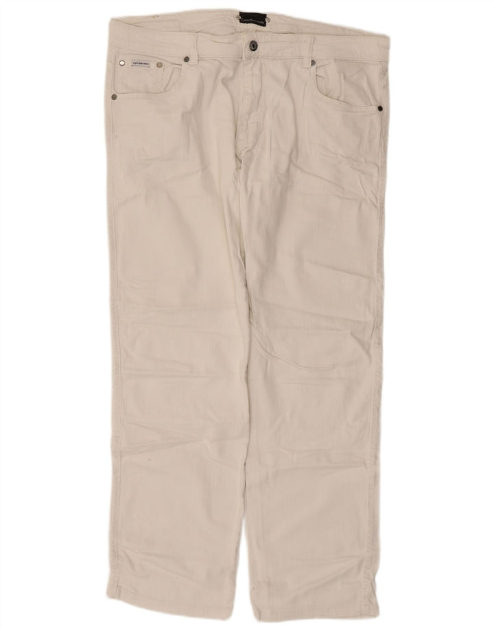 Ανδρικό τζιν ίσιο Calvin Klein W38 L30 Λευκό βαμβακερό