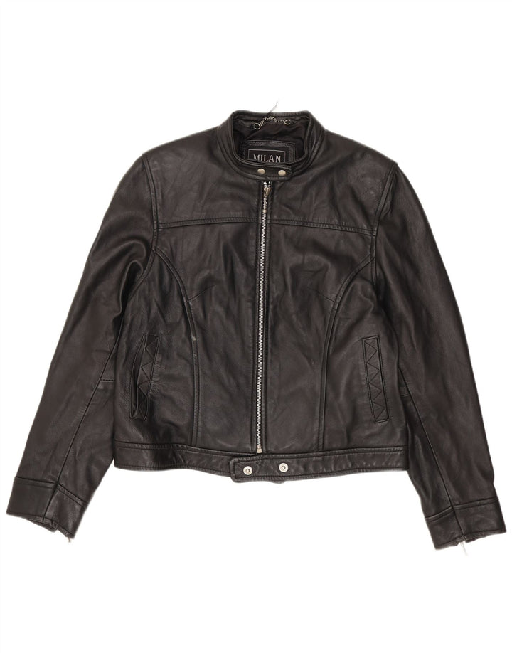 Milan Γυναικείο Biker Δερμάτινο Μπουφάν UK 12 Medium Black Leather