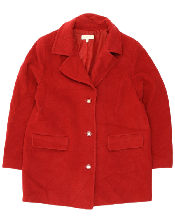 Marks & Spencer Womens Overcoat UK 16 Large Red Wool