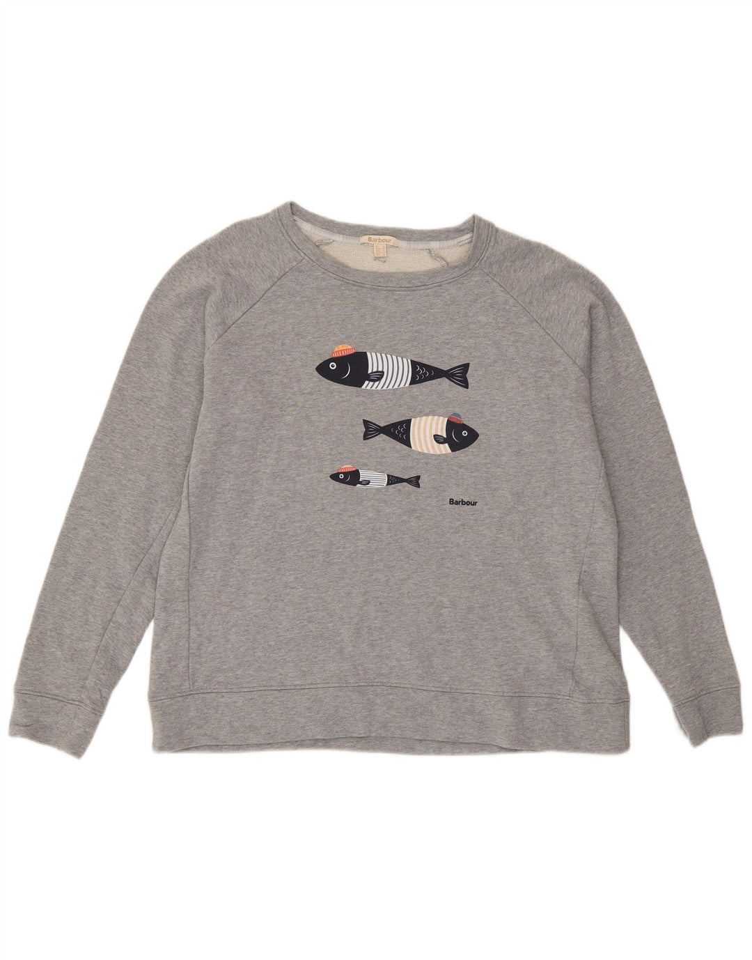 Γυναικεία γραφική φούτερ Barbour Jumper UK 16 Large Grey Cotton
