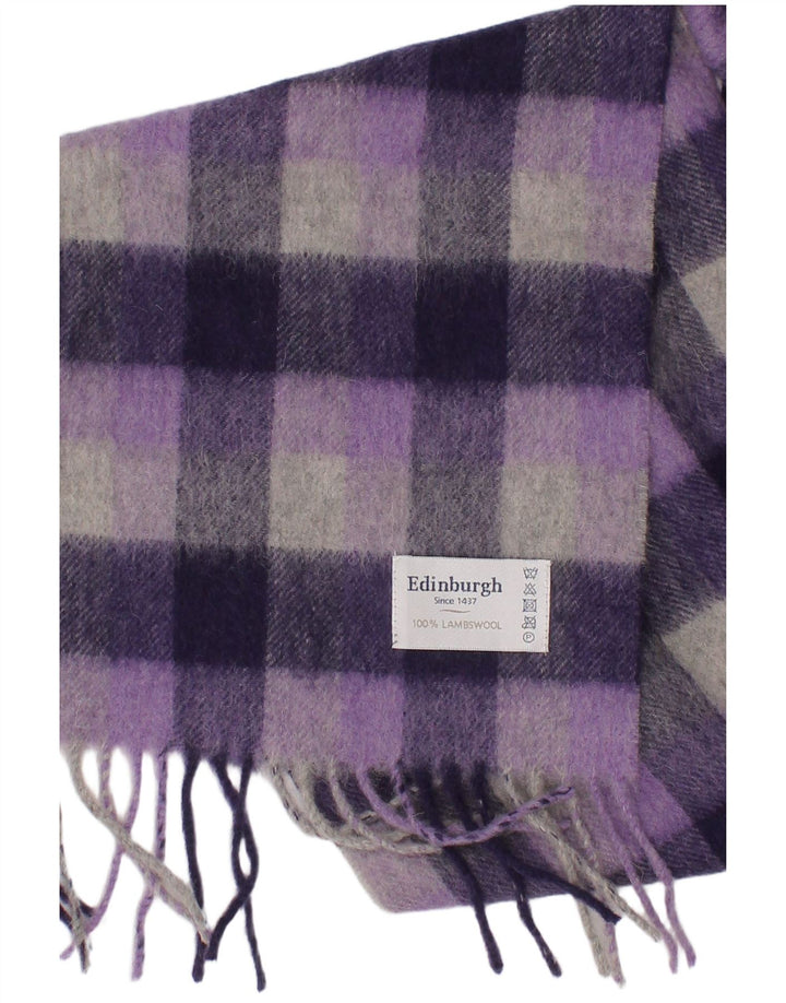 Γυναικείο ορθογώνιο κασκόλ Edinburgh One Size Purple Check Lambswool Classic